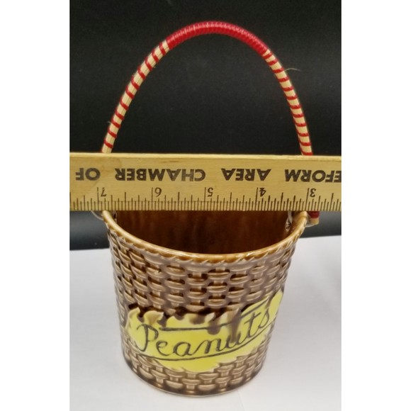 Vintage Lipper & Mann Peanuts MCM Handled Ceramic Basket Bucket NOS - Picture 6 of 9
